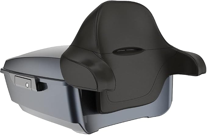 Advanblack Road Glide Tour Trunk Pack Black Tempest King Tour Trunk Pack Luggage +Wrap-Around Backrest Pad for '97-'25 Harley Touring Road King Street Glide Electra Glide CVO models