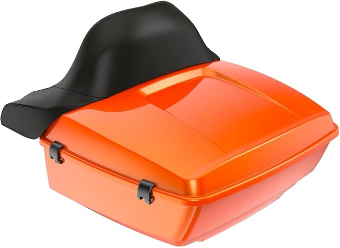 Advanblack Road Glide Tour Trunk Pack Wicked Orange Pearl King Tour Trunk Pack Luggage +Wrap-Around Backrest Pad for '97-'25 Harley Touring Road King Street Glide Electra Glide CVO models