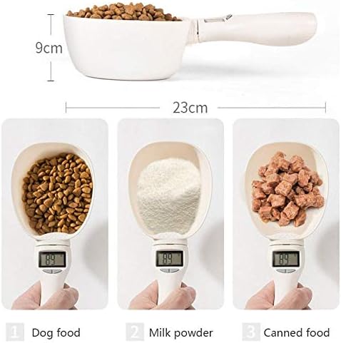 Dog Food Scale Cup Cat Food Bowl Kitchen Scale Bowl Spoon Measuring Cup Portable LED Display White