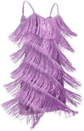 IDOPIP Kids Girls 1920s Flapper Dress Tassels Sequins Fringe Latin Dance Dress Gatsby Halloween Party Ballroom Dance Costumes