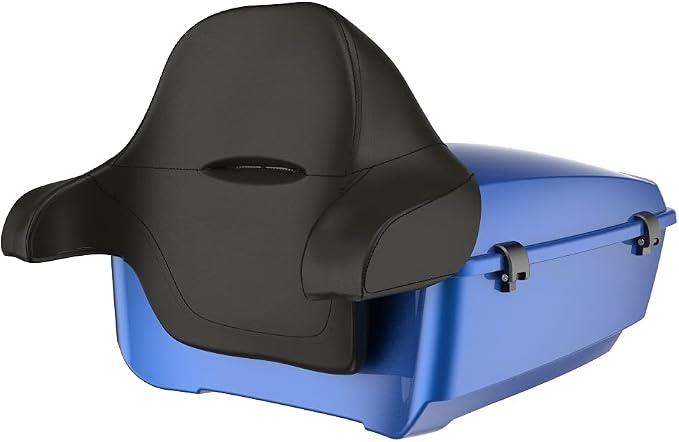 Advanblack Road Glide Tour Trunk Pack Superior Blue King Tour Trunk Pack Luggage +Wrap-Around Backrest Pad for '97-'25 Harley Touring Road King Street Glide Electra Glide CVO models