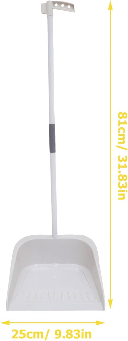 Broom and Dustpan Set, Heavy Duty Dust Pan and Broom with Long Handle, Standing Dustpan Set Household Floor Cleaning Tools for Home Kitchen Indoor Sweeping White