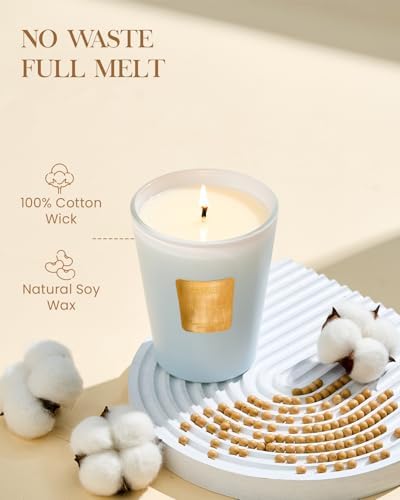 M&SENSE Linen Breeze Soy Candle, 14.1oz, Fresh Home Fragrance
