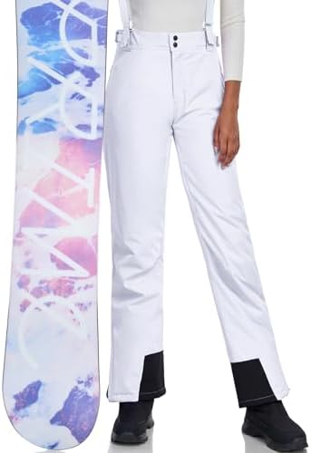 Women's Snow Ski Pants Insulated Winter Warm Outdoor Waterproof Snowboard Pants Bibs Detachable Suspender