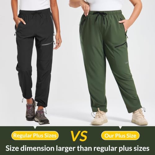 baleaf Women's Plus Size Hiking Pants Lightweight Quick Dry Water Resistant