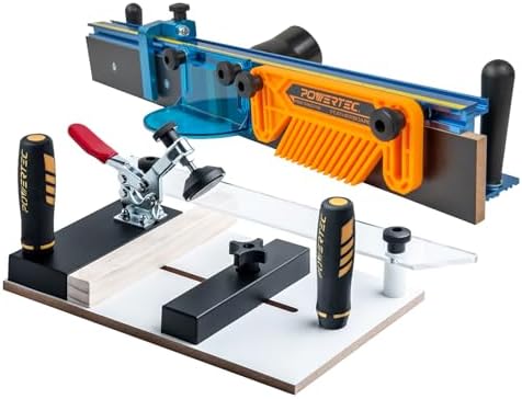 POWERTEC 72032 Deluxe Router Table Fence System 3-3/8" Tall 24" Long and Rail Coping Sled for Router Tables, Professional Precise Cutting Rail for Cabinet Door Joints, Drawers and Woodworking