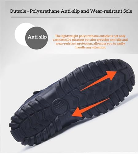 Men's Waterproof Warm Cotton Zipper Snow Ankle Boots, Fur Lined Thick Plush Booties, Anti-Slip Orthopedic Outdoor Shoes