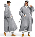Bedsure Wearable Blanket Hoodie, Long Hooded Blanket Sweatshirt as Christmas Birthday Gifts for Men, Cozy Sherpa Hoodie for Adult, Oversize, Grey
