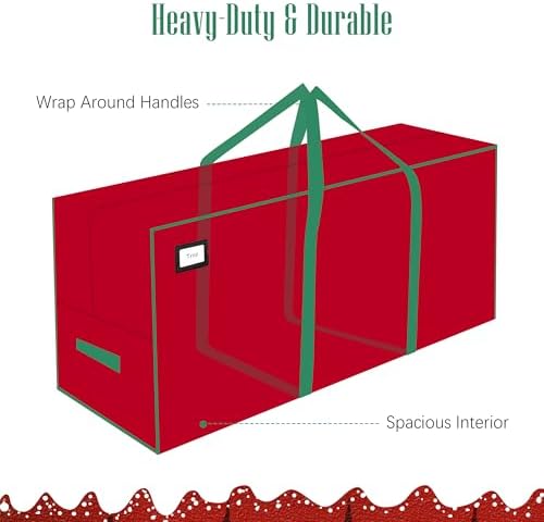 Cosy Family 9 ft Christmas Tree Storage Bag - Durable Heavy Duty Extra Large Artificial Xmas Holiday Tree Bag with Reinforced Handles and Dual Zippers Wide Opening - Red