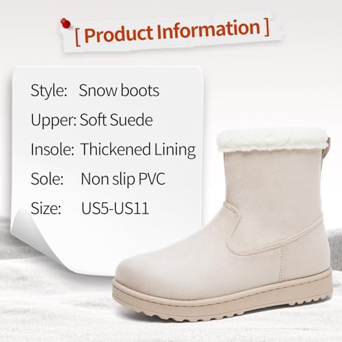 Women's Snow Winter Boots Fuzzy Ankle Booties WithZipper