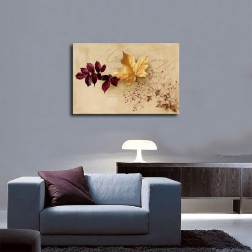 JDBeehpy Maple Leaves Berries Vintage Script Wall Prints Unframed 24x36inch