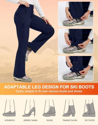 Women's Snow Ski Pants Fleece Lined Water Resistant Warm Flare Fit