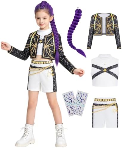 Kids Pop Singer Golden Costume Girls Halloween Costumes Outfit & Accessory