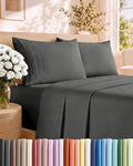Cal King Size 4 Piece Sheet Set - Breathable & Cooling Sheets - Charcoal