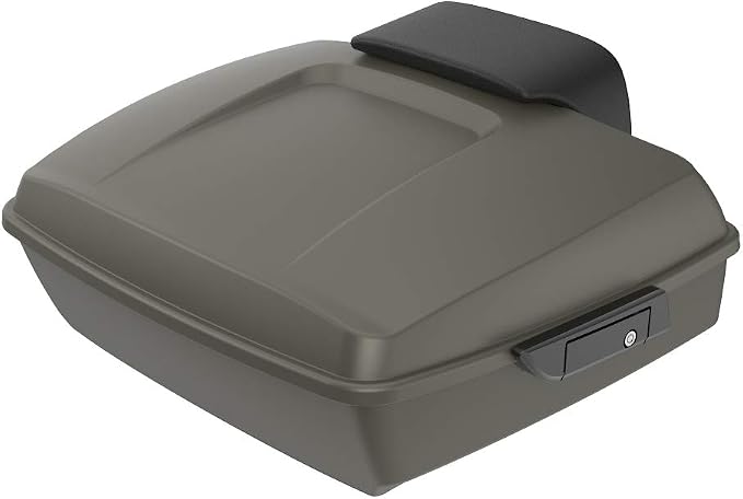 Advanblack Road Glide Tour Trunk Pack Industrial Gray Denim Chopped Tour Trunk Pack Backrest Pad for '97-'25 Harley Touring Road King Street Glide Electra Glide CVO models
