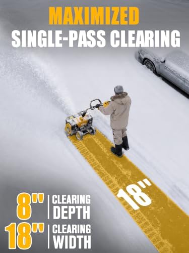 18" Cordless Snow Shovel Compatible with DeWalt 20V Max Battery (Bare Tool)
