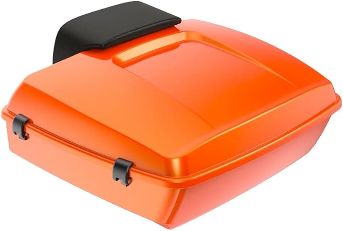 Advanblack Road Glide Tour Trunk Pack Wicked Orange Pearl Chopped Tour Trunk Pack Backrest Pad for '97-'25 Harley Touring Road King Street Glide Electra Glide CVO models