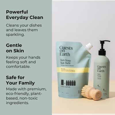 Dish Soap Bulk Refill Concentrate, Citrus Oasis Scent, Plant Based Dish Soap, Makes 5 Bottles, Grease Fighting Dishwashing Liquid with Essential Oils