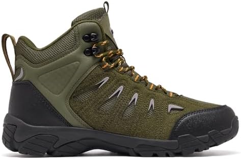 SHULOOK Men's Waterproof Hiking Boots Non-Slip Lightweight Mid Top Ankle Boot Breathable Hiker Trekking Shoes