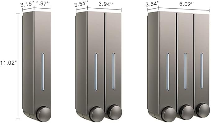 Liquid Soap Dispenser Wall Mount, 1 Chamber Bathroom Shower Pump Dispenser,Press Manually Lotion Soap Dispenser Use for Shampoo, Soap, Conditioner, Shower Gel, for Bathroom Kitchen Hotel (Sliver)