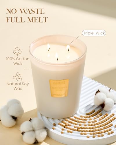 M&SENSE Sunset Mandarin Soy Candle, 35oz 3-Wick, Summer Refresh Scent