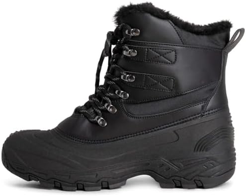 POLAR Mens Waterproof Outsole Deep Tread Fully Faux Fur Lined Winter Durable Snow Boots