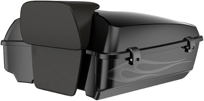 Advanblack 2025 RG Tour Trunk Pack Midnight Firestorm Chopped Tour Trunk Pack Backrest Pad for '97-'25 Harley Touring Road King Street Glide Electra Glide CVO models