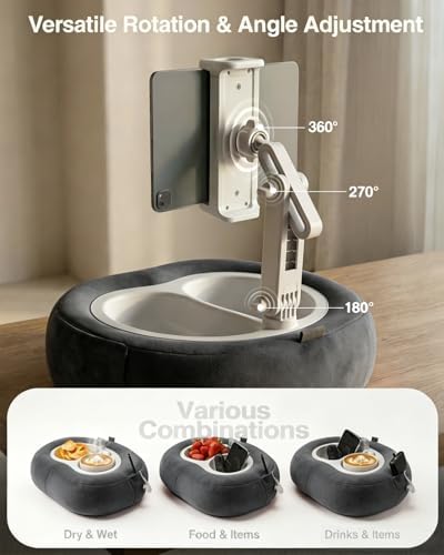 Miledi Tablet Pillow Stand for Bed with 360° Rotating Holder, Dark Gray