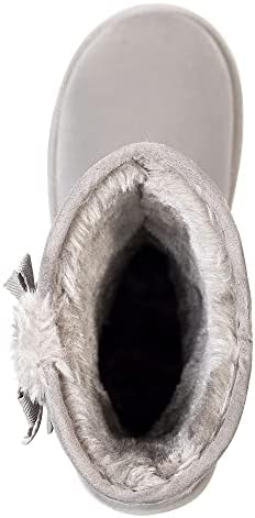 KRABOR Womens Suede Snow Boots Mid-Calf Winter Shoes with Side Bows