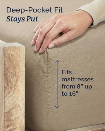 Full XL Sheets - 4 Piece Full XL Sheet Set - Breathable - Heathered Beige