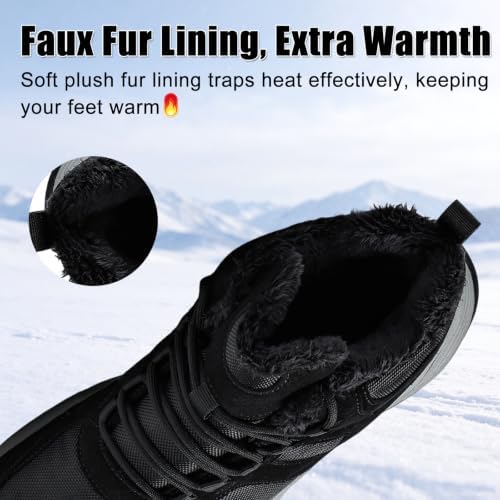 Winter Boots for Men and Women, Warm Fur-Lined Snow Boots with Slip-Resistant Outsole, High-Top Hiking Boots for Outdoor Walking and Cold Weather