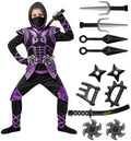 Spooktacular Creations Purple Ninja Costume Set, Ninja Jumpsuit with Foam Accessories for Kids, Toddler Halloween Outfit for Ideas Cosplay Party (Medium, 8-10 yrs)