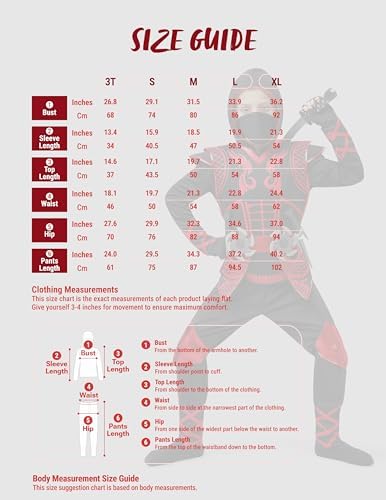 Spooktacular Creations Red Ninja Costume Set, Ninja Jumpsuit with Foam Accessories for Kids, Toddler Halloween Outfit for Ideas Cosplay Party (Medium, 8-10 yrs)