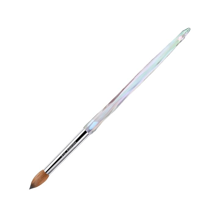 MakarttPro Kolinsky Acrylic Nail Brush #12 – 100% Pure Kolinsky Hair for Acrylic Powder & EMA Monomer, Professional Nail Brush with Superior Liquid Retention, Anti-Clogging, for Nail Techs & Beginners