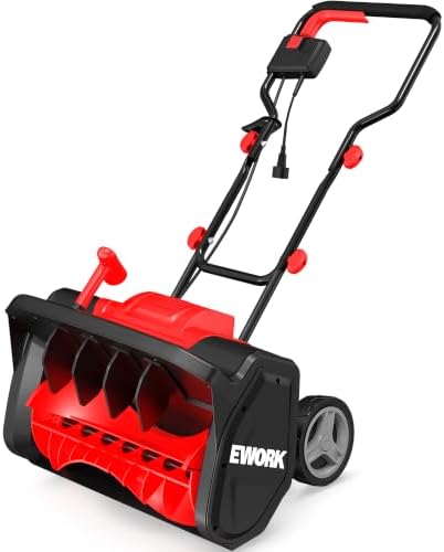 EWORK 12-Amp 17-Inch Corded Electric Snow Shovel with Wheels