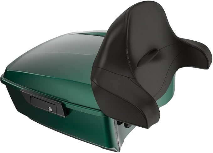 Advanblack Road Glide Tour Trunk Pack Alpine Green King Tour Trunk Pack Luggage +Wrap-Around Backrest Pad for '97-'25 Harley Touring Road King Street Glide Electra Glide CVO models