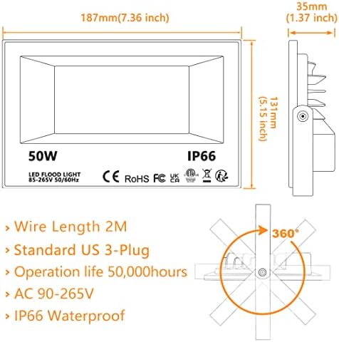 MELPO Led Flood Light 500W Equivalent, RGBW Led Outdoor Lights Colored Floodlight with Remote,50W,5000ML 2700K,120 Colors, Timing, Dimmable, Custom Modes, Landscape Lighting (6 Pack)