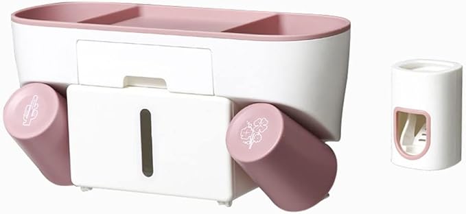 Toothbrush Rack Punch-Free Multifunctional Toothbrush Holder, Wall-Mounted Toothbrush Holder, Storage Rack Bathroom Accessories Rack Bathroom Toothbrush Holder(A,Medium)