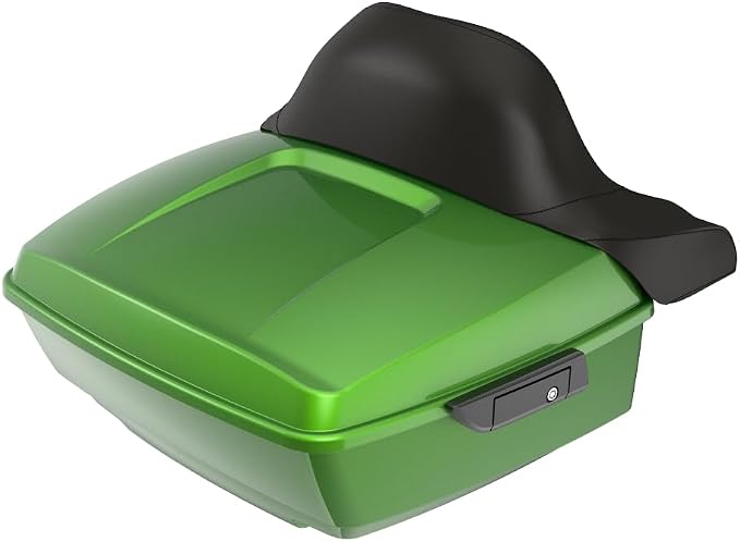 Advanblack Road Glide Tour Trunk Pack Radioactive Green King Tour Trunk Pack Luggage +Wrap-Around Backrest Pad for '97-'25 Harley Touring Road King Street Glide Electra Glide CVO models