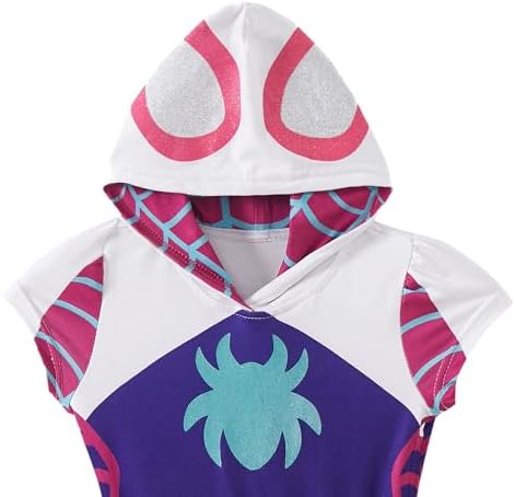 Marvel Ghost Spider Girls Cosplay Hooded Tulle Dress for Toddler Big Kids