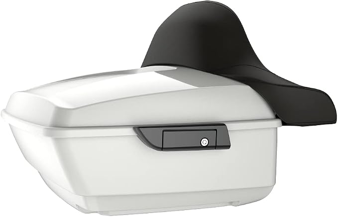 Advanblack Road Glide Tour Trunk Pack Stone Washed White Pearl King Tour Trunk Pack Luggage +Wrap-Around Backrest Pad for '97-'25 Harley Touring Road King Street Glide Electra Glide CVO models