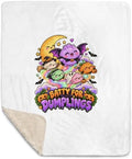 Batty for Dumplings Cute Kawaii Halloween Squishy Graphic Sherpa Throw Blanket