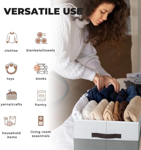 Criusia 6 Pack Clothes Bins for Organization - 16x12 Extra Large Storage Baskets for Shelves Closet Bedroom - Toy Storage Organizer Bins Boxes Cubes for Nursery - RV Apartment Essentials