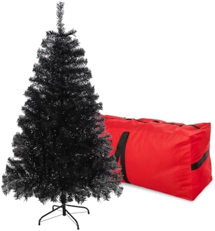 Black Christmas Tree 4FT Small Halloween Tree 450 PVC Branch Metal Stand