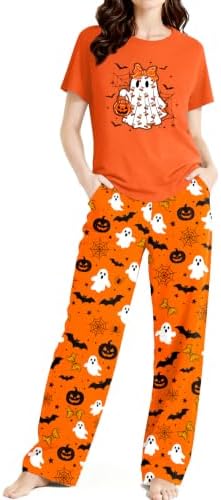 Skull Sets for Women Halloween Bloody Shirts Dancing Skeleton 2 Pc Set