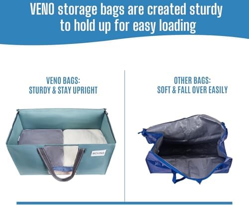 VENO Moving Bags, Wide Open Top, Clear Window, Light Blue, 8 Pack