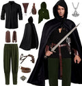 Akokvlar 10 Pcs Men Renaissance Costume Medieval Pirate Shirt Ankle Banded Pants Viking Outfit Set