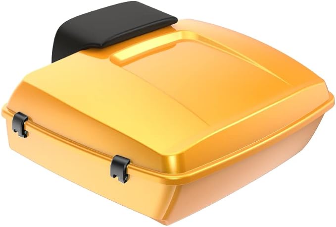 Advanblack Road Glide Tour Trunk Pack Chrome Yellow Pearl Chopped Tour Trunk Pack Backrest Pad for '97-'25 Harley Touring Road King Street Glide Electra Glide CVO models