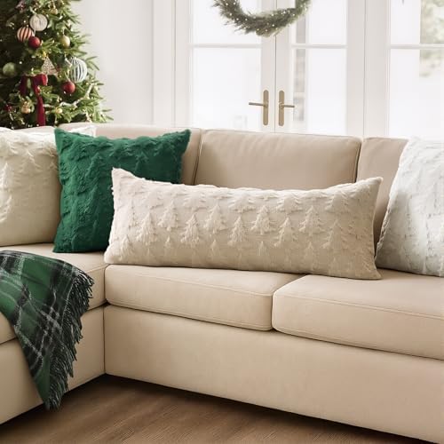 MIULEE Christmas Throw Pillow Cover Beige 14x36 Lumbar Body
