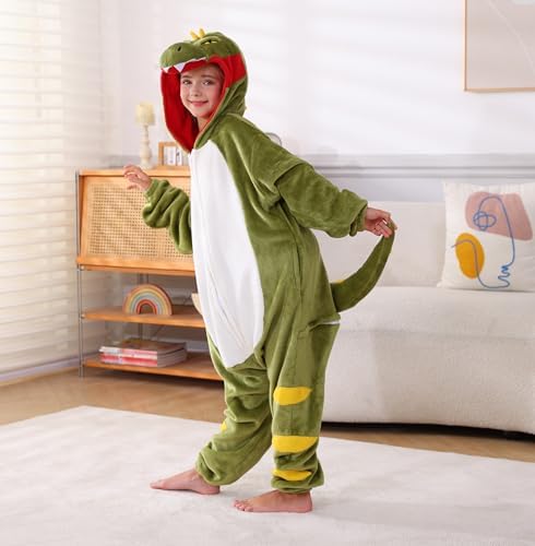 Animal Onesie Pajamas for Kids, Soft Flannel Halloween Cosplay Costume for Boys Girls